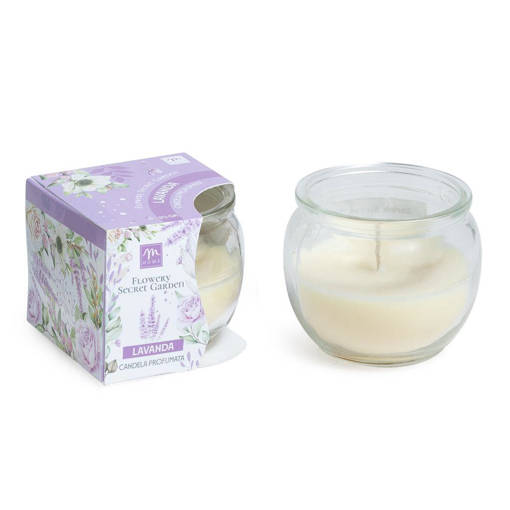 Mercury  Candela In Vetro Alla Lavanda In Cera E Vetro 70G 7,2X7,2Xh.6,2 Cm  In Scatola Regalo, In Espositore Termorettrata