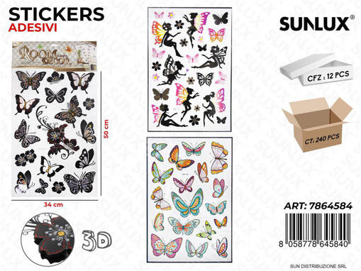 Stickers Adesivi 3D Ass. 34*50Cm /Pz Da 12**