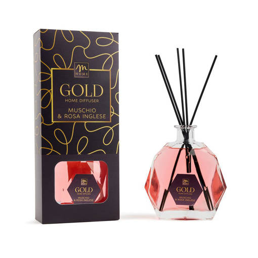 Mercury   Diffusore Di  Fragranza  Con Bottiglia  Esagonale 700  Ml Muschio& Rosa Inglese    Con Bacchetti  In Fibra  + 1  Tester