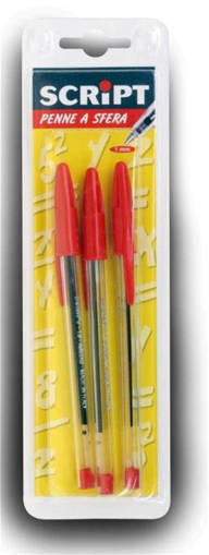 SCRIPT PENNA A SFERA 3 PZ ROSSO