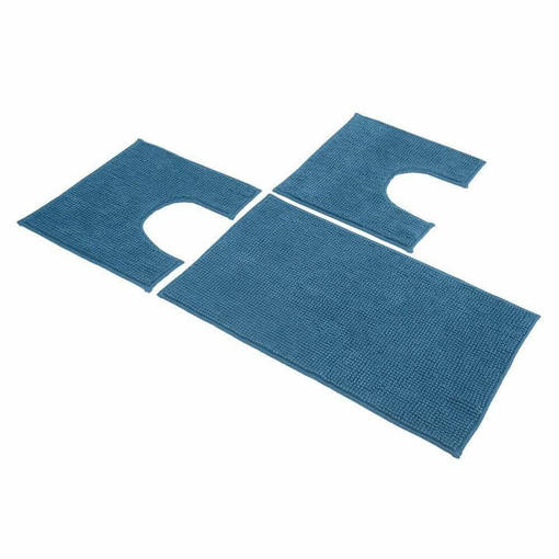 Zambetti Tappeto Parure Poppy, 3 pezzi, 45*75 cm e  2 pezzi 50*40 cm, Petrolio 