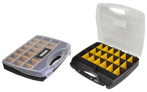 Kombo Valigetta Organizer 13" _x000D_In Copolimero Di Polipropilene Antiurto.(Cm32X27X5)Con  Manico. _x000D_Fino A 23  Scomparti Personalizzabili In Composizione E  Dimensioni._x000D_Con Comodo Manico Per Il Trasporto E Chiusura Con Doppia Clip._x000D_Coperchio Semi-Trasparente Per Verificare Il Contenuto