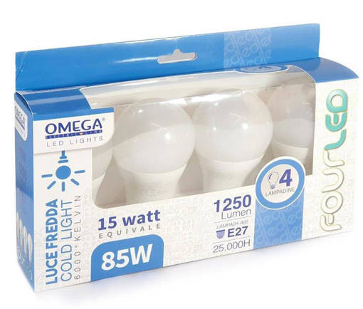 Omega Set 3 Pz Goccia A65 15W Led 6500K 1521Lm E27 F