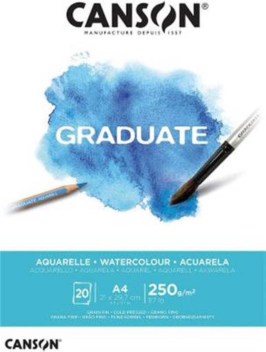 Canson - Blocco GRADUATE Watercolour A4 20fg. 250 g/m² C400110374