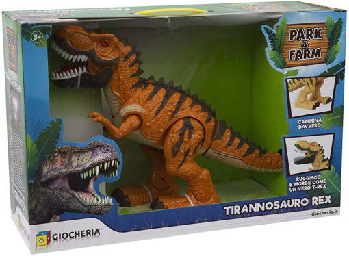 Giocheria - PARK&FARM - T-REX con Verso, Luci e Suoni Camminante Arancio/Marrone GGI190189