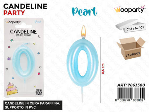 Wooparty Candeline Cel. Pearl N.0 8.5Cm /Pz Da 24**