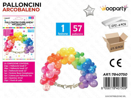 Wooparty Palloncini Ghirlanda Arcobaleno 58Pcs /Pz Da 6**
