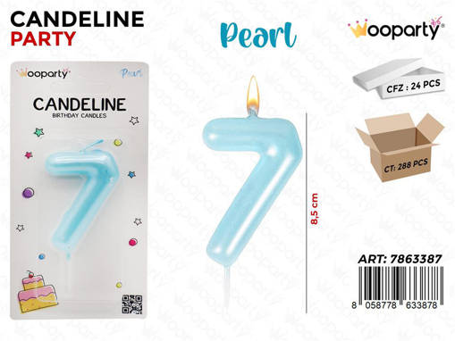 Wooparty Candeline Cel. Pearl N.7 8.5Cm /Pz Da 24**