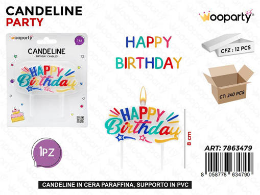 Wooparty Candeline Party H. B. 8Cm /Pz Da 12**