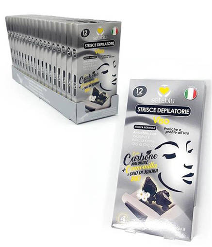 Setablu Strisce Depil. Viso 12Pz Carbone Natural