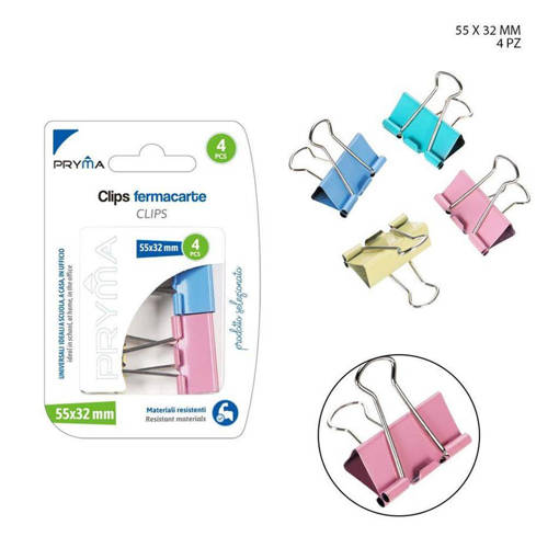 Pryma Clips Fermacarte 55X32Mm 4Pz Bl. 0144297