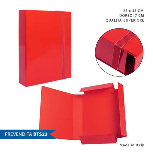 Pryma Cartella 3/L Elast.Piatto D7 25X35Cm Rosso 0212496