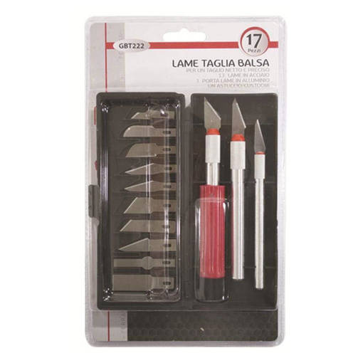 Kombo Mini Set Coltelli Taglia Balsa, 13 Lame Di Varia Misura, 3  Porta Lame In Alluminio, Custodia