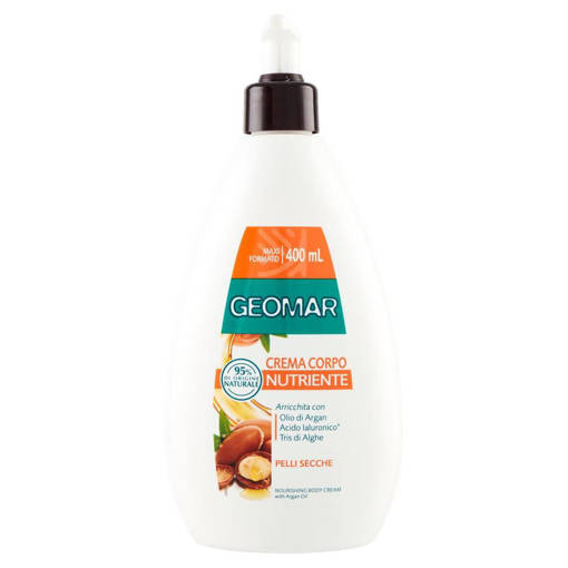 Geomar Crema Corpo Fluida Nutriente Olio di Argan Acido Ialuronico Tris di Alghe Per Pelli Secche 400 ml