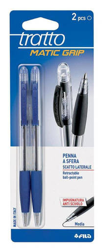 Fila - Tratto - Penna a sfera Matic Grip 2 pz blu F036501