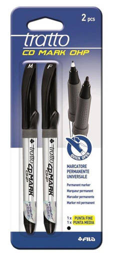 Fila - Tratto - Marcatore permanente Marker Pen OHP 2 pz nero fine e medio F050003