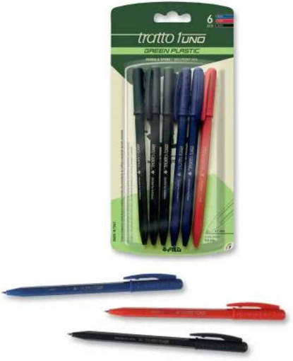Fila - Tratto - Penna a sfera 1Uno Green Plastic 6 pz (3 nere + 2 blu + 1 rossa) F04010000