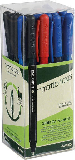 Fila - Tratto - Penna a sfera 1Uno Green Plastic 24 pz (10 nere + 10 blu + 4 rosse) F838400