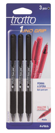 Fila - Tratto - Penna a sfera 1Uno Grip 3 pz nero F043203