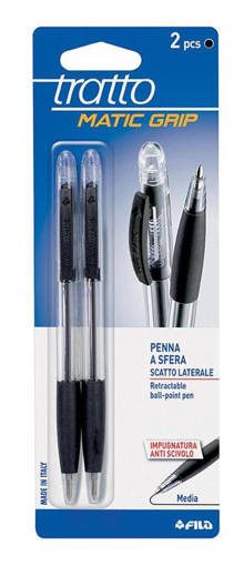 Fila - Tratto - Penna a sfera Matic Grip 2 pz nero F036503