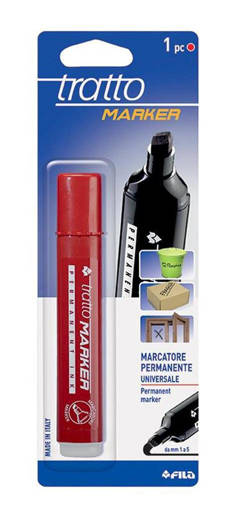 Fila - Tratto - Marcatore permanente Marker punta scalpello 1 pz rosso F044202