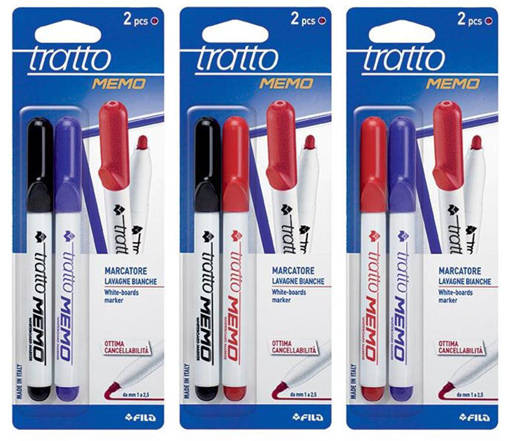 Fila - Tratto - Marcatore cancellabile per lavagne bianche Memo 2 pz nero e rosso F046409