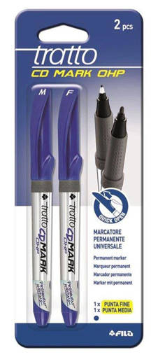 Fila - Tratto - Marcatore permanente Marker Pen OHP 2 pz blu fine e medio F050001