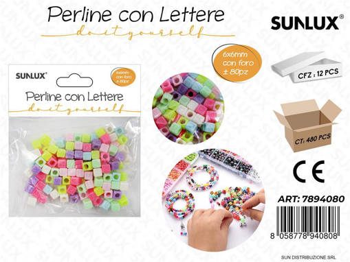 Perline Con Lettere Forate Col. 6*6Mm 80Pcs /Pz Da 12**