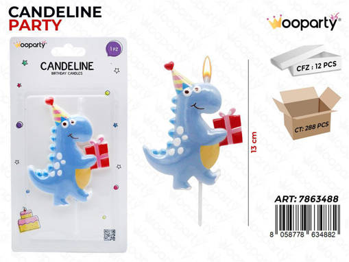 WOOPARTY CANDELINE PARTY DINOSAURO 13CM /PZ DA 12**