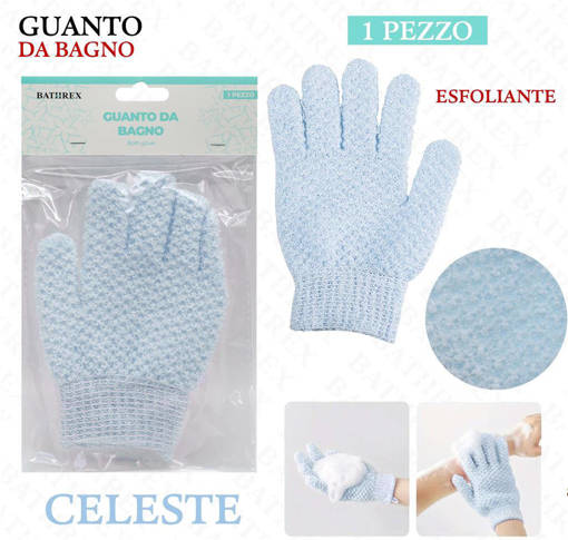 Bathrex 1 pz Guanto Bagno Soft Celeste