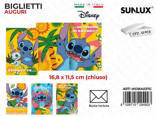 Wooparty Biglietti Auguri Stitch. Ass. /Pz Da 12**