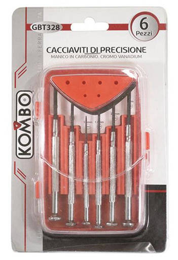 Kombo Kit Cacciaviti Di Precisione, 6Pz, 4 Cacciaviti Taglio  2 Cacciaviti A Croce Testa Girevole