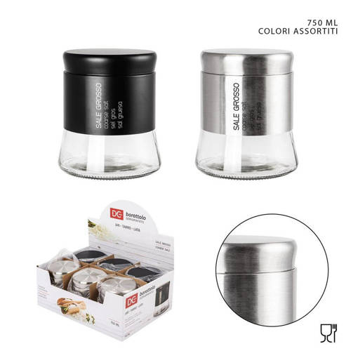 Dc Casa Barattolo Sale Grosso 750Ml Argento/Nero