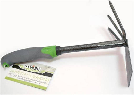 Kombo Zappetta Da Giardino Doppio Uso In Acciaio Al Carbonio  Con Manico Antiscivolo In Pvc + Polipropilene , 31 Cm