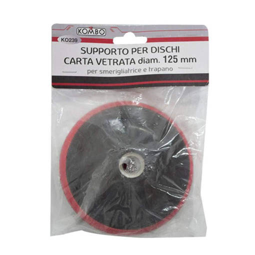 Kombo Kit Supporto Per Smerigliatrice Angolare Con 5 Ricambi Carta Vetrata Diam. 125Mm. Con Base In Velcro, Grana 80. Attacco Del Supporto M14 (Compatibile Con Tutte Le Smerigliatrici Angolari Kombo E Kombo Pro)