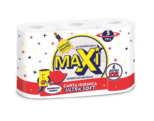 Maxi Carta Igienica 6 Rotoli XXL, 3 Veli