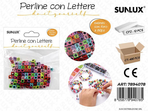 Perline Con Lettere Forate Col. 6*6Mm 80Pcs /Pz Da 12**