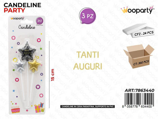 Wooparty Candeline Tanti Auguri 3Pcs 15Cm /Pz Da 24**