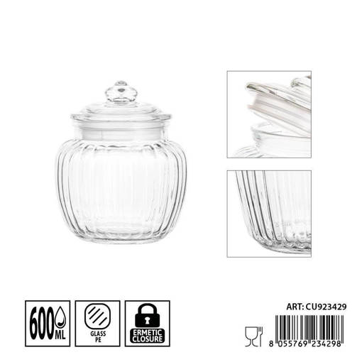Dc Casa Barattolo Ermetico Vetro  600Ml D11.5X14.1Cm