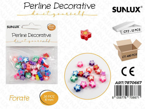 Perline Dec. Forate Stelle Col. 30Pcs 10Mm /Pz Da 12**