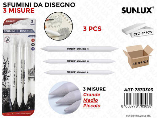 Sunlux - Bl. Sfumini Da Disegno Mis. G-M-P 3 Pcs /Pz Da 12** 7870303