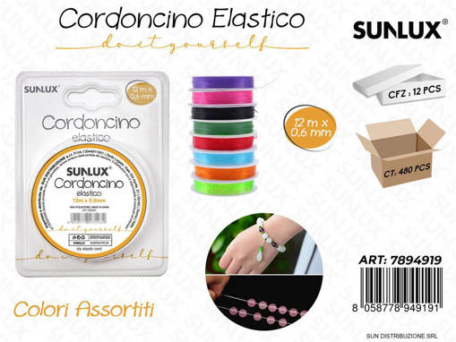 Cordoncino Elastico Col. Ass. 12Mt*0.6Mm /Pz Da 12**