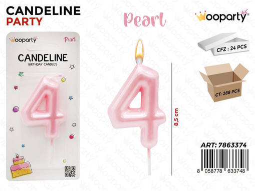 Wooparty Candeline Rosa Pearl N.4 8.5Cm /Pz Da 24**