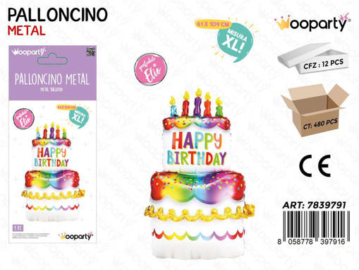 Wooparty Palloncini Metal Happy Birthday 61*109Cm /Pz Da 12**