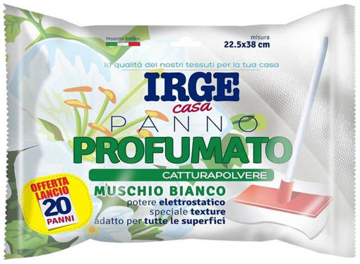 Irge Panno Catturapolvere Profumato, Muschio Bianco, 20 Panni, 22.5x38 cm