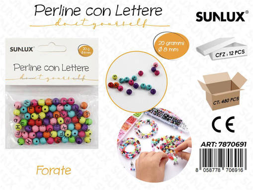 Perline C/ Lettere Forate Col. Ass. 20Gr 8Mm /Pz Da 12**