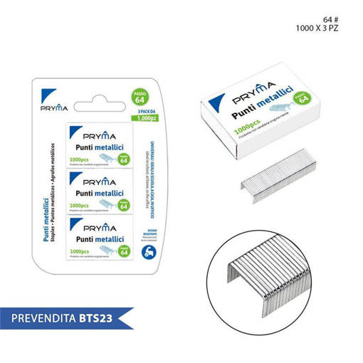 Pryma Punti Metallici Passo 64 1000Punti 3Pz Bl. 0144315