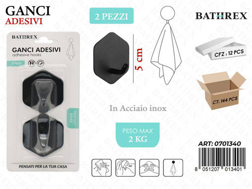 Bathrex.Ganci Adv.Metal Nero 2Pz