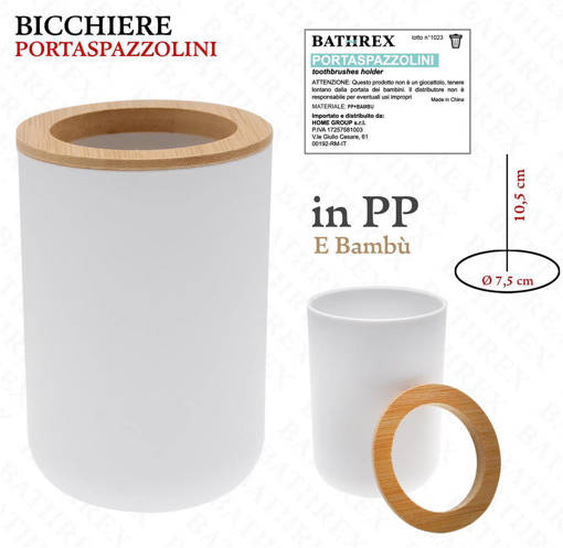 Bathrex L.Bambu' Portaspazzolino Bambu Bianco
