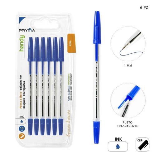 Pryma Penna Sfera Handy 1Mm 6Pz Blu Bl. 0208952